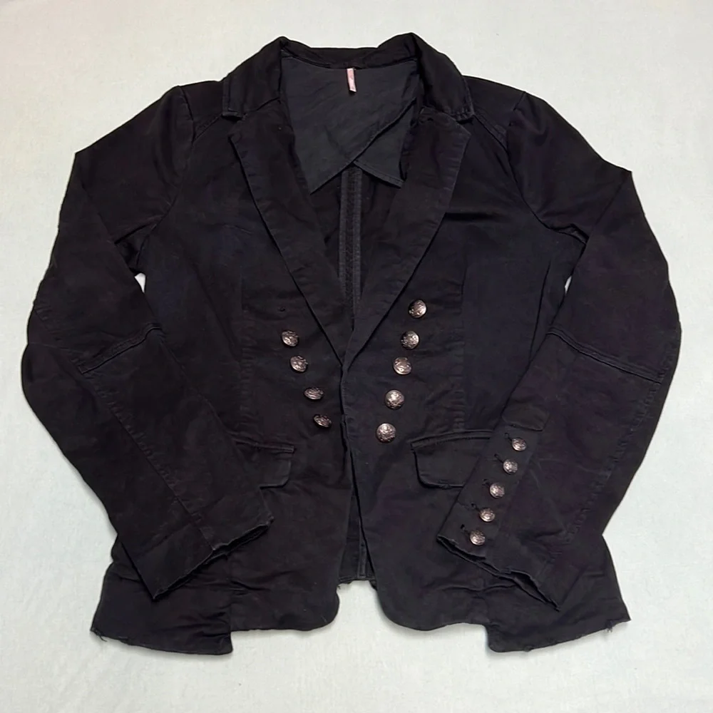 Free People Distressed Black Military Jacket - Medium - Picture 1 of 9